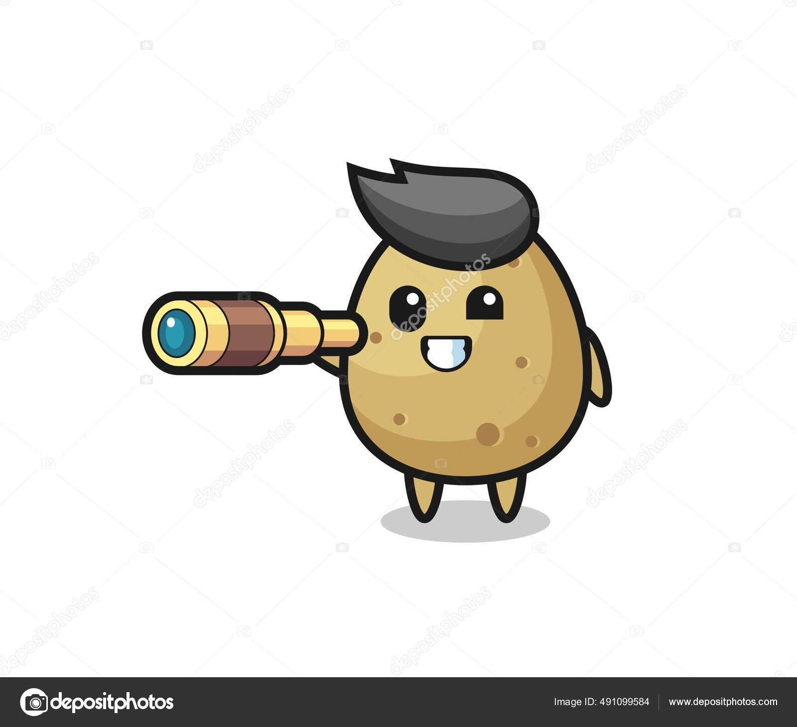 Cute Potato Character Holding Old Telescope Cute Style Design Shirt Stock  Vector by ©heriyusuf.rap@gmail.com 491099584